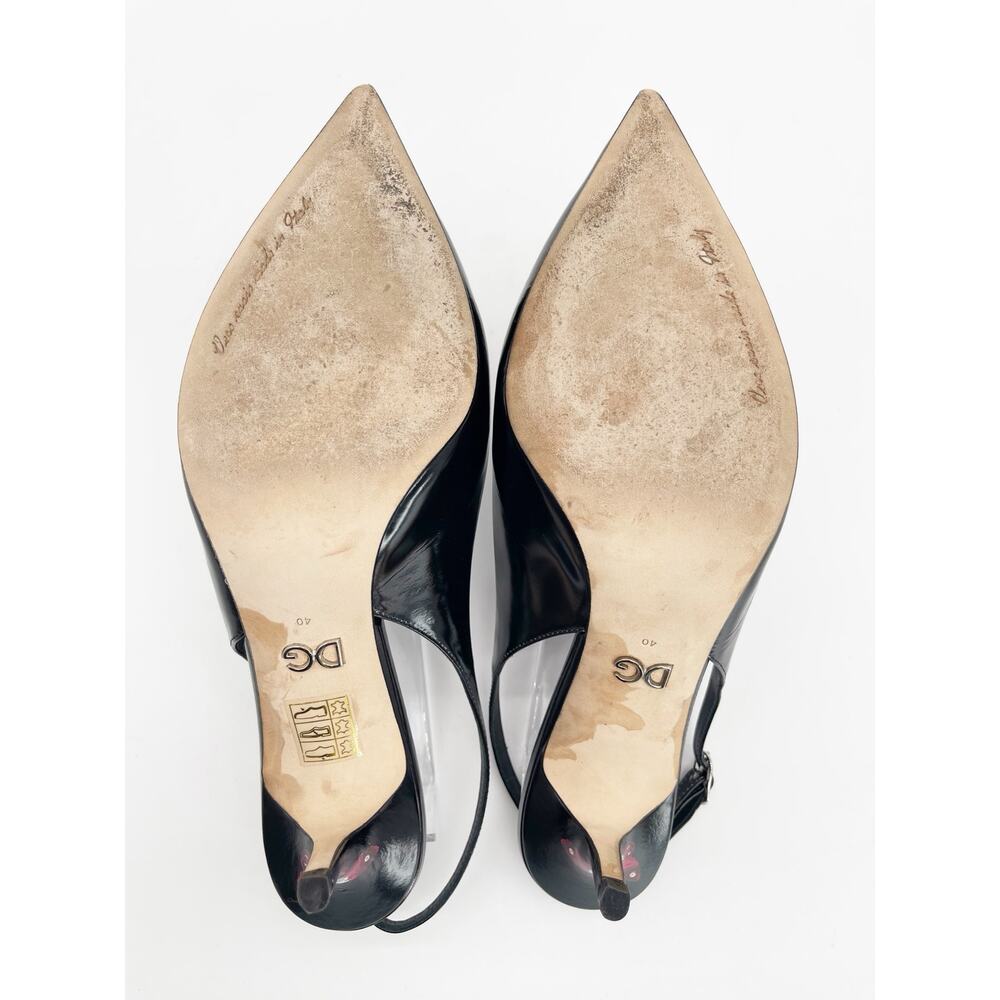 Dolce & Gabbana Black Rose Butterfly Crystal Pointed Toe Slingback Heels IT 40 - Picture 12 of 16